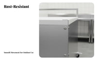 Caster Wheels with Brakes Stainless Steel Food Cart Easy to Maneuver Foldable Vending Cart Large Storage Capacity Mobile Snack Stall Sturdy Construction for Small Business Owners, Entrepreneurs, Night Markets, Outdoor Events, Temporary Shops