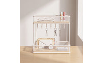 Entryway Storage Rack Twotwo-Level Holder with Tray Metal Mesh Key Rack with Tray for Foyer, Desk