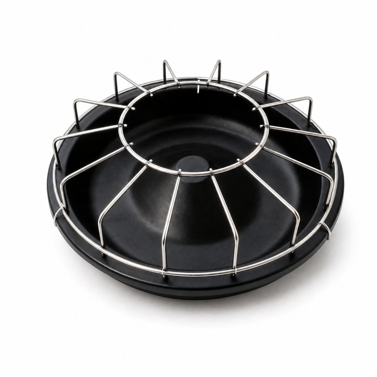 Raised Cone Round Poultry Feeder Bowl Thickened Plastic Metal Wire Poultry Feeder Low Profile Segmented Feed Tray 14 Openings