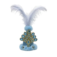 Ornate Pointed Hat with Feather Handmade Folk Costume Hat Rhinestone Jeweled Costume Headpiece Faux-Faux-Hair for Performers, Cosplayers, Stage Performances, Photoshoots
