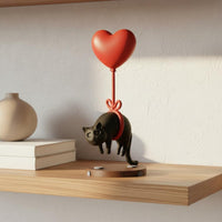 Floating Feline Statue Mini Size Creature Sculpture Glossy Finish for Table
