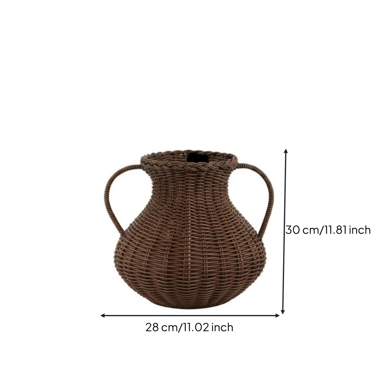 Wicker Flower Vase with Handles Handwoven Double-Handle Vase Boho for Tabletop, Entryway