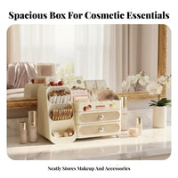 Large Capacity Cosmetic Organizer with Drawers Compartmentalized Design Makeup Holder No Assembly Required Tabletop Storage for Dermatological Care Enthusiasts, Students, Gift Givers, Dressing Table, Bedroom, Bathroom Countertop, Dorm Room