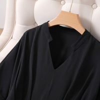 Dresses for Women Plus Size with V-Neck and Wing Sleeves, Midi Dress with Gathered Waist for Business Casual Office Wear, Flattering Fit up to 5XL
