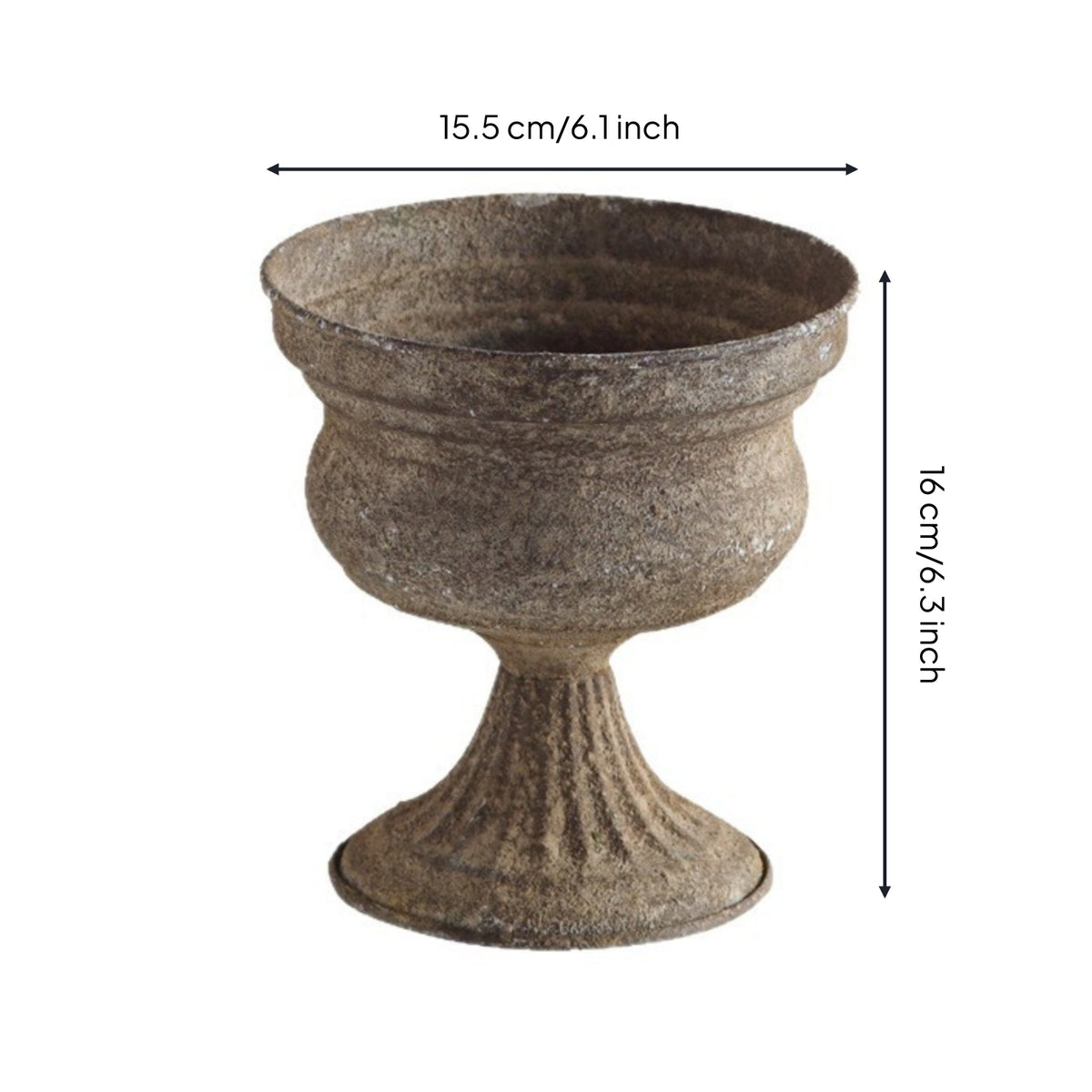 Rustic Iron Planter Retro Vintage Pedestal Vase Weather-Resistant for Hotel