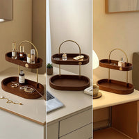 Desktop Storage Rack Compact Two-Tier Organizer Metal Desktop Organizer with Handle for Vanity