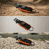 Outdoor Emergency Paracord Multifunction Tool Kit with Compass & Whistle for Hiking, Climbing, Fishing & Survival