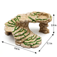 Stepped Aquarium Cave Basking Ledge, 13*20cm Reptile Hideout for Aquatic Turtles, Realistic Stone Resin Aquarium Cave for Climbing and Basking