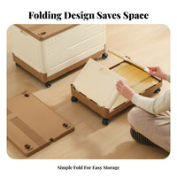 Foldable Storage Box with Lid Large Capacity Foldable Storage Box Space-Saving Foldable Organizer with Wheels for Playroom, Dorm Room, Car Trunk