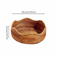 Multi-Functional Rattan Fruit Bowl Japanese Design Serving Platter for Desktop, Living Room, Kitchen