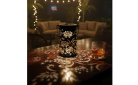 Waterproof Solar Powered Projection Lantern Automatic On/deactivated Decorative Floral Shadow Lantern Hollow-out Pattern Lamp for Patio, Yard, Pathway, Balcony