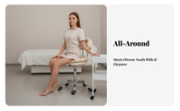 Height Adjustable Lowrear rotating Stool With Caster casters Lowrear rotating Seat Padded pad Salon Equipment Easy Assembly for esthetic Professionals, Nail Technicians Artists, Spa, Clinic