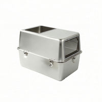 Stainless Steel Litter Pan Covered Cat Litter Pan with Hood Anti-Slip Pet Supply for Home