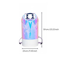 Iridescent Waterproof Bucket Bag PVC Material Holographic Dry Bag Multi-Functional Fold-down Top Waterproof Sack for Boating, Swimming, Camping