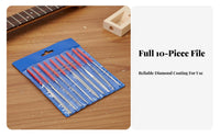 10 Pieces Multi-Functional Guitar Fret Polishing Files Includes Storage Pouch Guitar Nut File Set Comfortable Grip for Workshop, Home Studio
