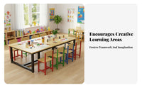 Kindergarten Art Firm Table Steel Frame Student Training Desk Rectangular Craft Table for Students, Preschoolers, Classroom, Home, Playroom