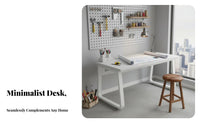 Minimalist Design Simple Home Workstation Space-Saving Rectangular Desk with Metal Legs Multi-Purpose Computer Table Easy Assembly for Teenagers, Remote Workers, Apartment Dwellers, Bedroom