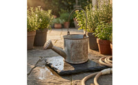 Distressed Green Watering Can Planter Matte Finish Vintage Metal Planter Frosted Look Vintage Watering Can Embossed Lettering