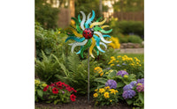 Floral Wind Rotator Rotating Wind Rotator with Ladybug Moving Yard Art for Flower Bed