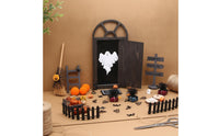 Halloween Miniature Door with Ghost Motif Spooky Miniature Dollhouse Door Arched Decorations 3D for Crafters