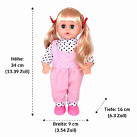 Interactive Princess Baby Doll, 34 cm Doll with Bottle and Joints, Drinks & Wets, for Role Play