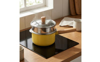 Stainless Steel Infant Meal Pot Smooth Yellow Transparent Glass Lid Stockpot Round Metal Body Stainless Steel Stockpot