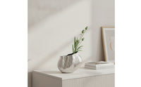 Bud Vase Silver Ribbed Vase Decorative Ribbed for Tabletop, Living Room, Entryway