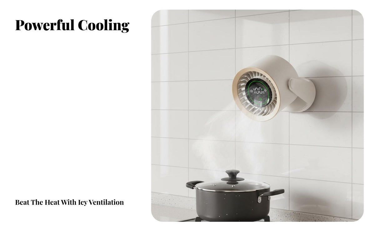 Wall-Mounted Fan Drill Installation Portable Power Ventilation Fan Smart App Control Wall Mountable Fan for Cooks, Students, Washroom, Bedroom, Desk