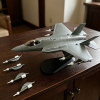 F-35A Model with Display Stand Gray fighter Fifth Generation Fighter Model Collectible for Adults
