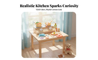 Imaginative Role Play Wooden Kitchen Toy Set Develops Fine Movement Skills Toy Cooking Set with Storage Box Realistic Accessories
