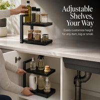 Multi-layer Adjustable Pot and Pan Storage Rack for Kitchen Counter and Cabinet