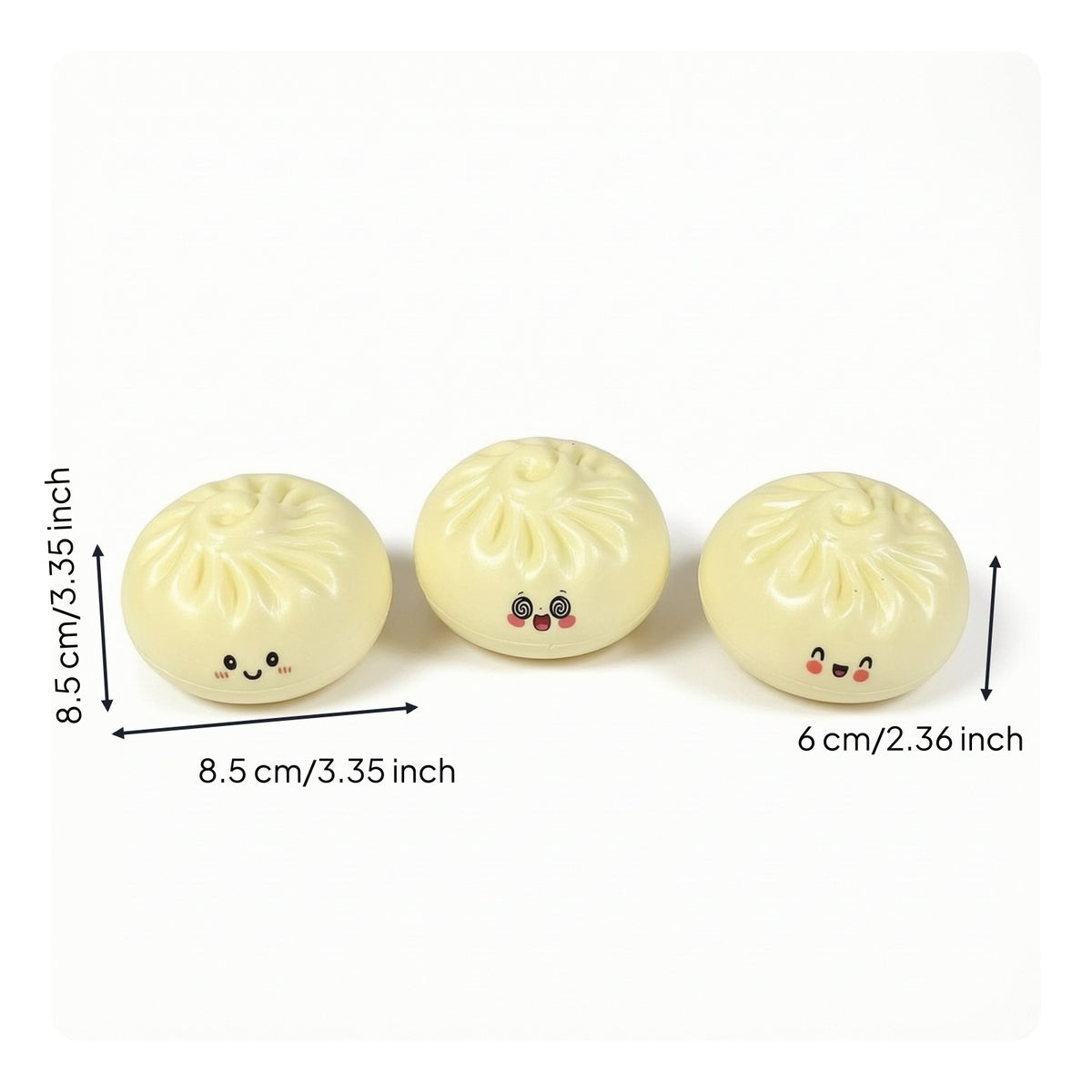 3 Pieces Soft Squishy with a Bun Shape Cute Stress Ball Smooth Desk Ornament Calming for Office