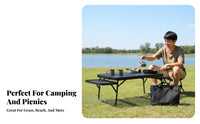 Foldable Mesh-Top Stand Lightweight Adjustable Mesh Camp Table Heat-Resistant Surface Camping Furniture for outdoor enthusiasts, outdoor mealkers, outdoor meal, Barbecue, BBQ