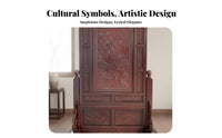 Chinese Design Partition Double-Sided Carving Carved Wooden Screen Traditional Oriental Design Solid Wood Floor Screen for Entryway, Study