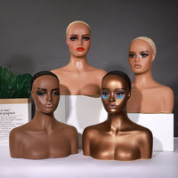 PVC Female Mannequin Head with Shoulders for Wig and Jewelry Display