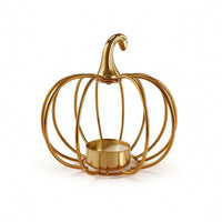 Halloween Pumpkin Candle Holder Tabletop Pumpkin Tealight Holder Metal Decor Compact for Autumn Harvest