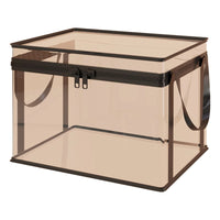 Transparent Clear Plastic Storage Box Reinforced Edges Zippered Storage Box Carry Handles Household Organizer for Shelf, Floor, Window Seat