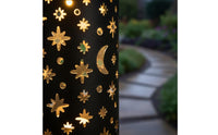 Waterproof Star and Moon Pattern Projection Light Wrought Iron Solar Projection Lantern Auto On/deactivated Decorative Solar Lawn Lamp for Patio, Walkway