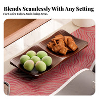Wood Serving Bowl Multi Compartment Tray Smooth Polished Finish for Coffee Table