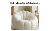 Sherpa Fleece Upholstery Pumpkindesign Sofa Chair Wide Seat Tufted Pumpkin Lounge Chair Oversized Design Accent Armchair Armless for Homeowners, Readers, Adults, Bedroom, literary reading corner, Living Room, Apartment