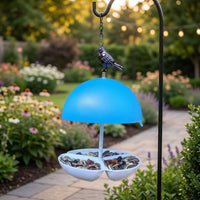 Mushroom Bird Feeder with Rainproof Dome, Iron Mushroom Feeder for Garden, Modern Minimalist Style Hanging Bird Feeders Hanging for Yard Decor