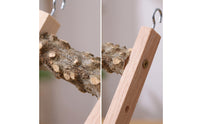 Natural Wood Bird Ladder Straight Bird Cage Ladder Hanging Textured for Small Birds, Parrots, Play Area