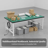 High Load Capacity Anti-Static Work Table Carbon Steel Frame Workshop Production Table Adjustable Non-Slip Feet Heavy Duty Workbench Multi-Purpose for Factory Workers, Warehouse Personnel, Clean Room, Laboratoryoratory Oratory, Studio, Basement