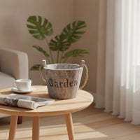Distressed Planter with Rope Handles Small Rustic Wooden Pot Lightweight Planter with Rope Vintage for Windowsill