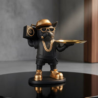 Canine Statue Tray Twofold Function Canine Butler Statue Creative Designed Canine Butler Figurine for Living Room, Desktop