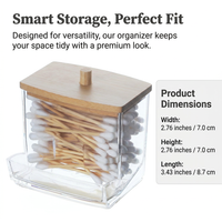 Acrylic Swab Dispenser with Bamboo Lid, Storage Jar Makeup Organiser, Vanity Organizer Clear Acrylic, Small Swab Container, Modern Minimalist