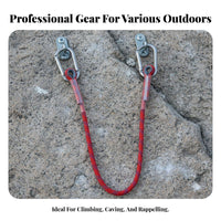 Shock Absorbing Cow's Tail Lanyard High Strength Climbing Oxtail Rope Abrasion Resistant Climbing Safety Lanyard Long-Lasting for Workers at Height, Rescue Personnel, Rappelling, Mountaineering, Construction Sites, Roofing