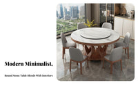 Pedestal Dining Table with Lazy Susan Modern Design Round Turntable Table with 6 Chairs Minimalist aesthetic Home Furniture for Homeowners, Hosts, Kitchen