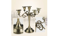 Five-Arm Candelabra Polished Metal 5-Arm Candelabra Candlestick Holder with Five Cups Scrollwork Table Centerpiece Tabletop