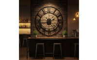 Unframed Frame Black Roman Numeral Wall Metal Frame Wall Clock Retro Noiseless Round Wall Metal Frame Wall Clock European Style Home Decor Decorative for Living Room